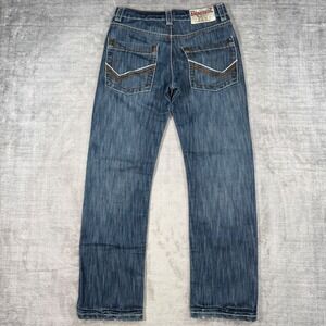 Basement Jeans Mens 32x30 Blue Denim Vintage Y2K Straight Leg Contrast Stitch